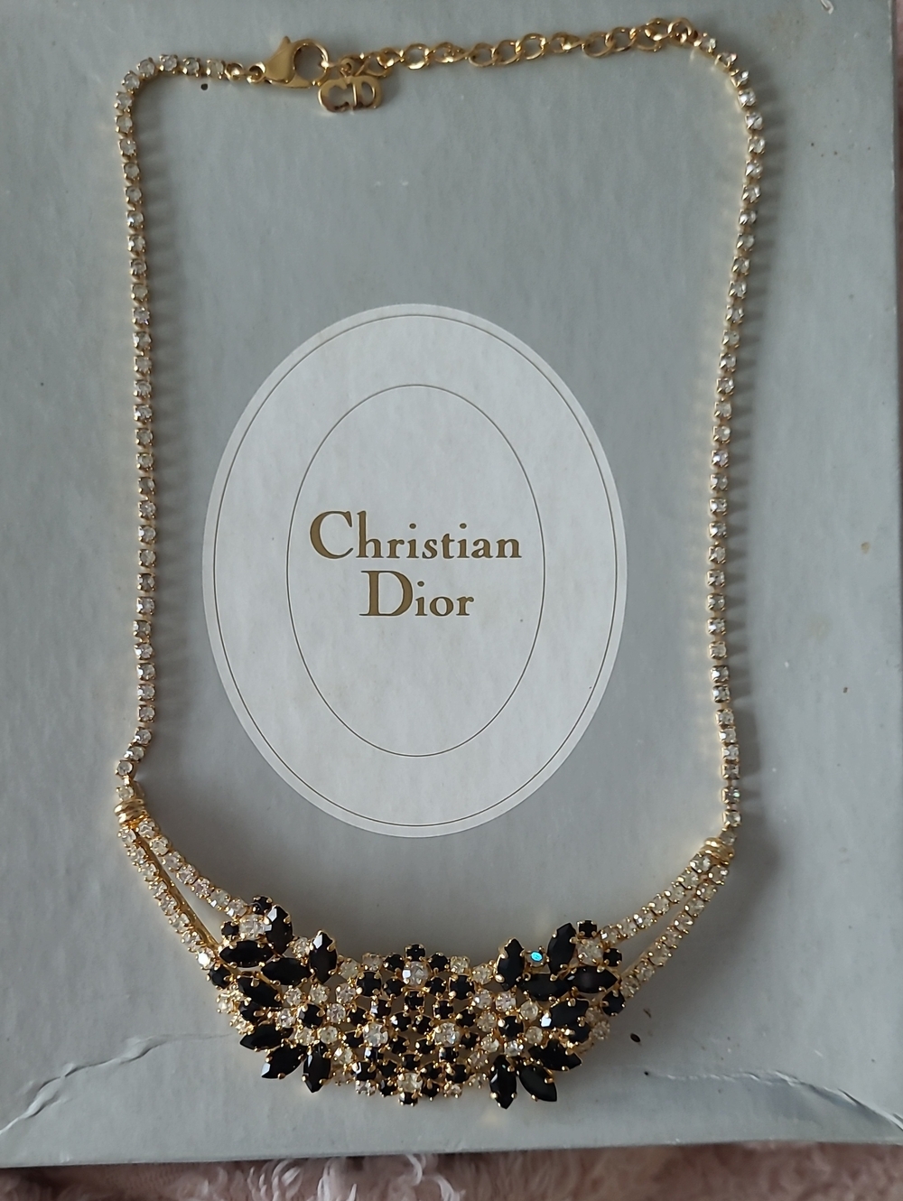 Dior Gold and Black Crystal Collar Necklace